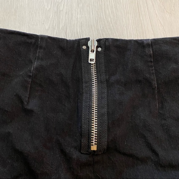 Denim x Alexander Wang Zip Jean Mini Skirt Frayed Destroyed Raw Hem Black Sz 25 - Picture 4 of 10